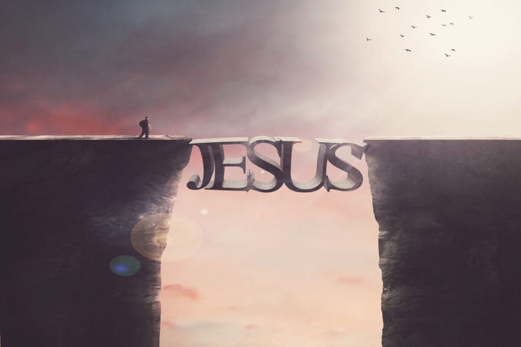 the name of jesus bridging the gap in the road a man is traveling